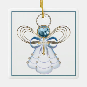 Your Text:  Christmas Angel of Faith Ceramic Ornament