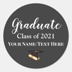 Your Text/Colour Congrats Graduation Class 2021 Classic Round Sticker