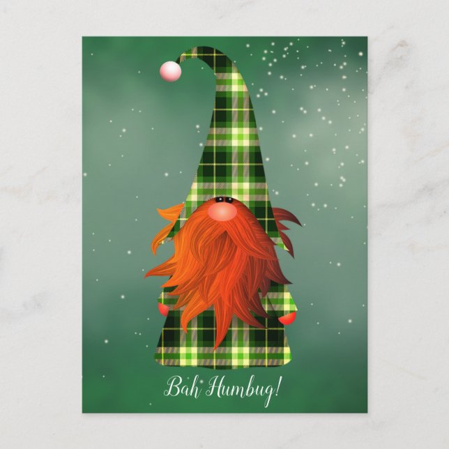 Your Text/Colour Cute Green Gnome Holiday Snowflak Postcard (Front)