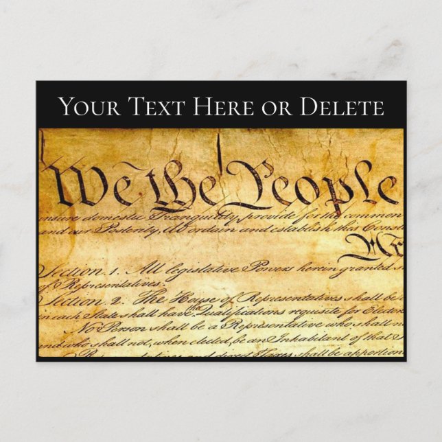 Your Text/Colour U.S. Constitution We the People Postcard (Front)