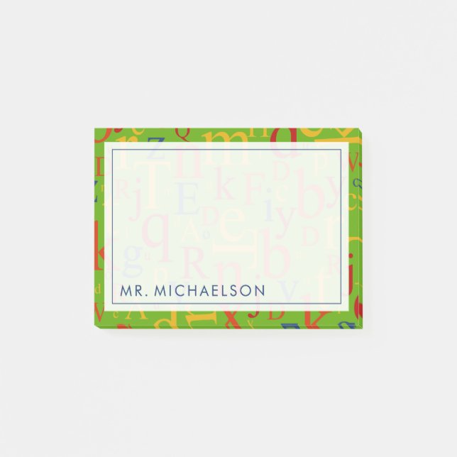 Your Text | Colourful Alphabet Post-it Notes (Front)