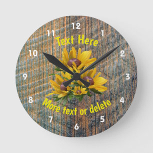 Your Text Daisy Flower Personalised  Round Clock