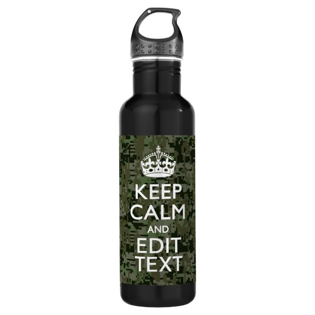 Your Text Digital Camouflage Camo Keep Calm 710 Ml Water Bottle (Front)