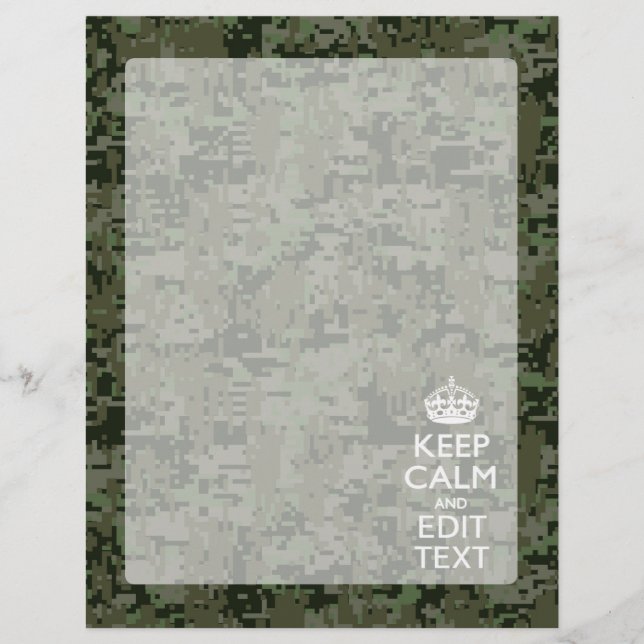 Your Text Digital Camouflage Olive Green Keep Calm (Front)