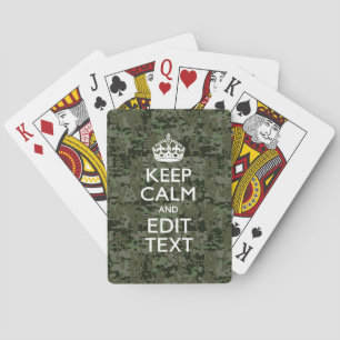 Your Text Digital Camouflage Olive Green Keep Calm Playing Cards