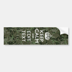 Your Text Digital Camouflage Woodland Keep Calm Bumper Sticker