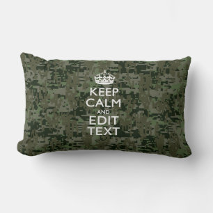 Your Text Digital Camouflage Woodland Keep Calm Lumbar Cushion