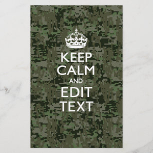 Your Text Digital Camouflage Woodland Keep Calm Stationery