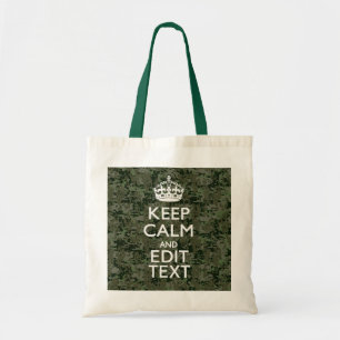 Your Text Digital Camouflage Woodland Keep Calm Tote Bag