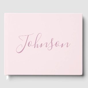 Your Text   Elegant Script & Soft Blush Pink Guest Book