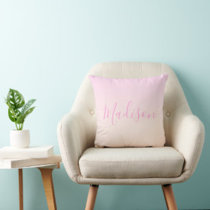 Your Text   Elegant Script & Soft Blush Pink Ombre Cushion