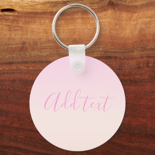 Your Text | Elegant Script & Soft Blush Pink Ombre Key Ring (Front)