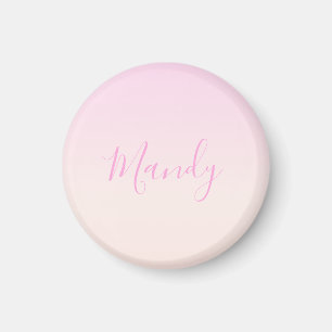 Your Text   Elegant Script & Soft Blush Pink Ombre Magnet