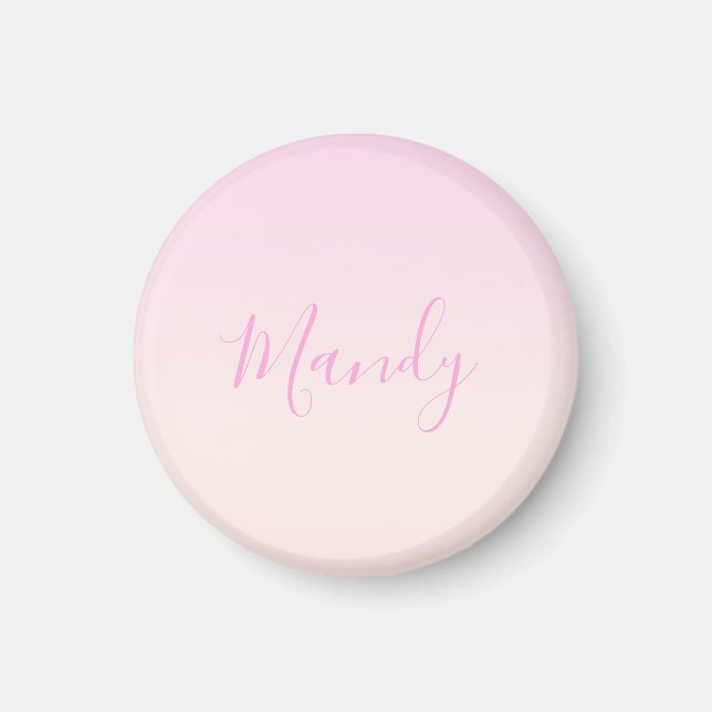 Your Text | Elegant Script & Soft Blush Pink Ombre Magnet (Front)
