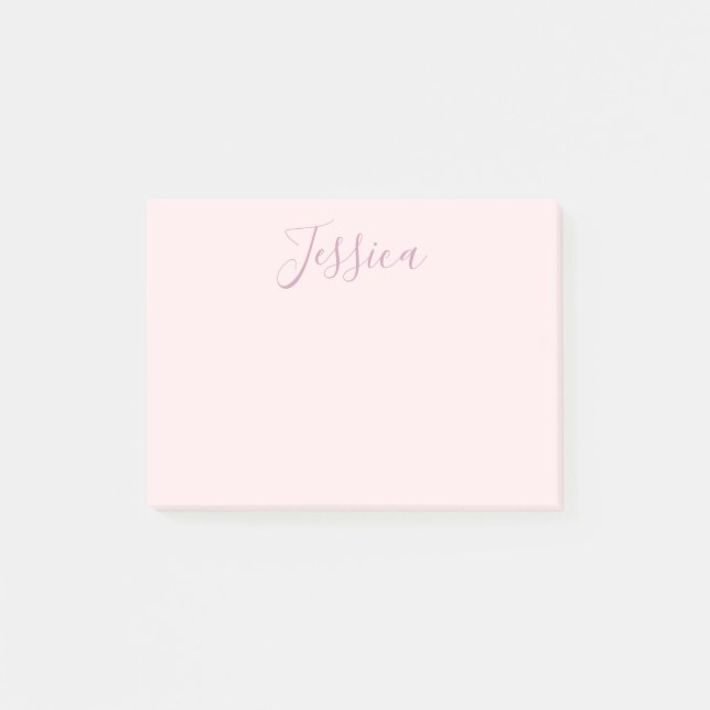 Your Text | Elegant Script & Soft Blush Pink Post-it Notes (Front)