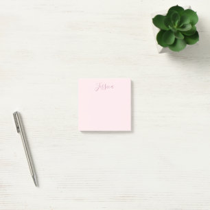 Your Text   Elegant Script & Soft Blush Pink Post-it Notes
