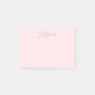 Your Text   Elegant Script & Soft Blush Pink Post-it Notes