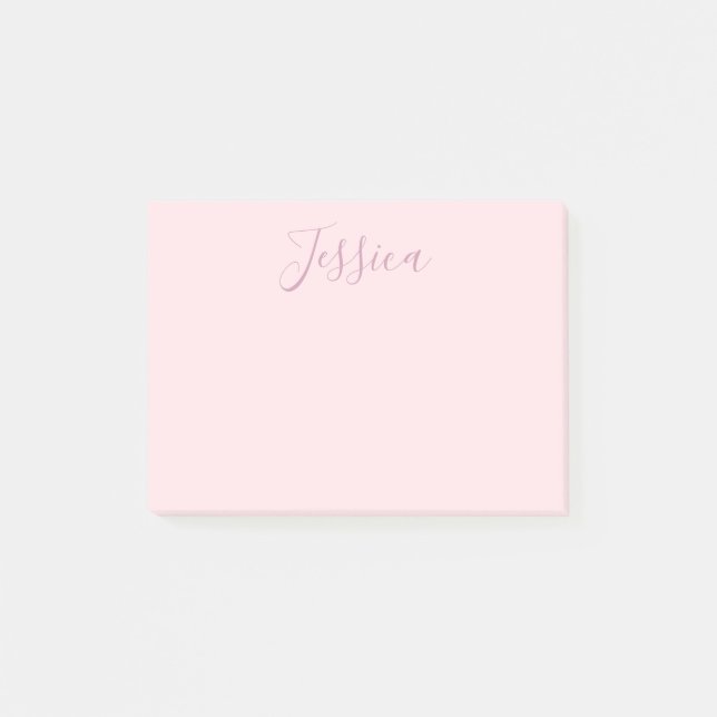 Your Text | Elegant Script & Soft Blush Pink Post-it Notes (Front)