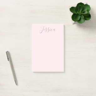 Your Text   Elegant Script & Soft Blush Pink Post-it Notes