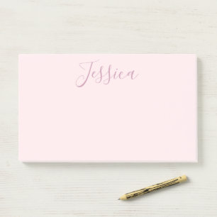 Your Text   Elegant Script & Soft Blush Pink Post-it Notes
