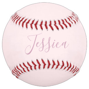 Your Text   Elegant Script & Soft Blush Pink Softball