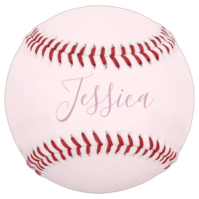 Your Text | Elegant Script & Soft Blush Pink Softball (Front)