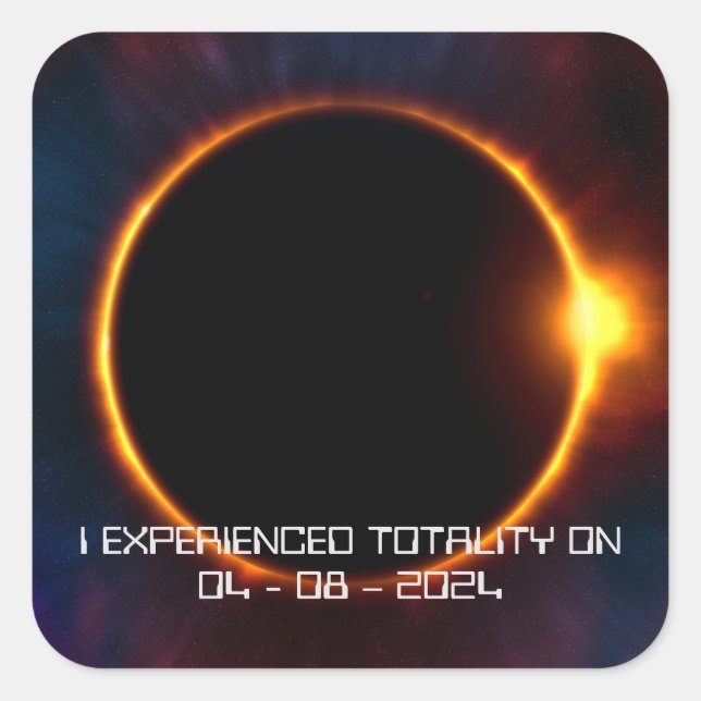 Your Text/Font 2024 Dark Total Solar Eclipse Square Sticker (Front)