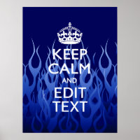 Your Text for Keep Calm on Blue Racing Flames