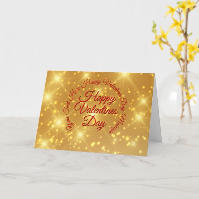 Your TEXT Gold Valentines Day Message Greeting Card (Yellow Flower)