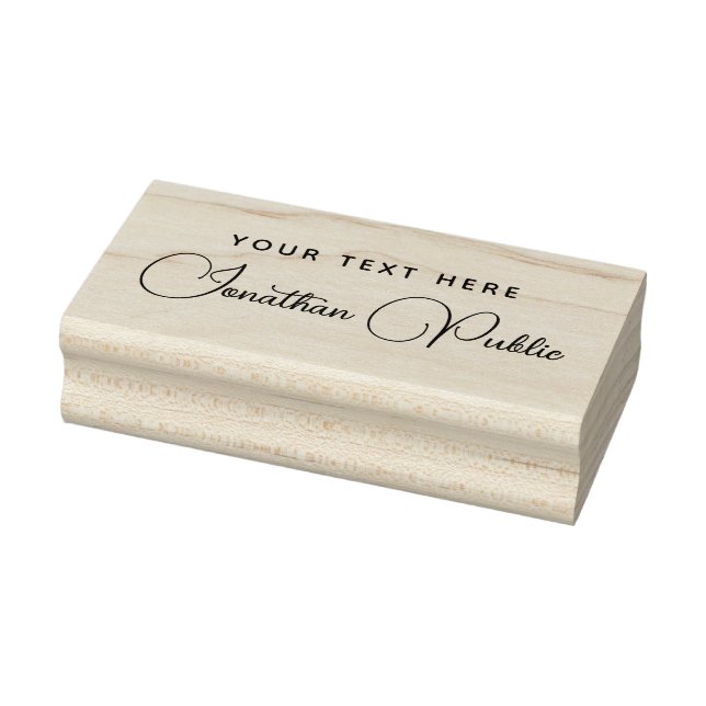Your Text Hand Script Name Template Horizontal Rubber Stamp (Stamp)