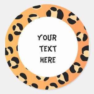 your text here leopard style  classic round sticker