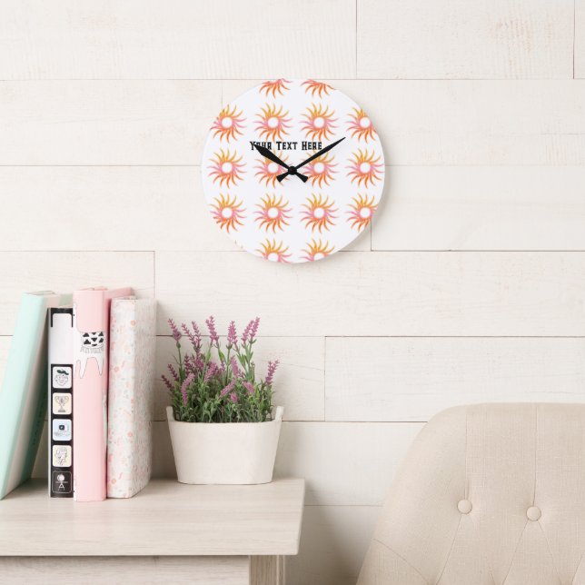 Your Text Here Text Round Black Wooden Frame Wall Large Clock (Reading Room)