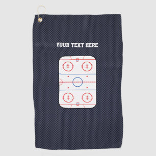 Your Text Hockey Rink Diagram on Blue Style Golf Towel