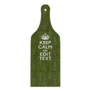 Your Text Keep Calm And on Olive Green Decor Cutting Board