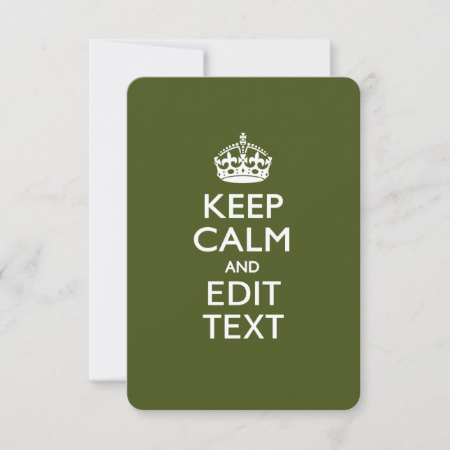Your Text Keep Calm on Olive Green Decor (Front)