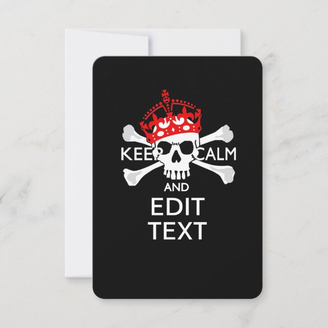 Your Text Keep Calm Red Crown Crossbones Skull (Front)