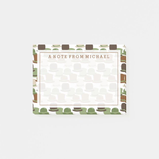 Your Text | Khaki Bowler Hats Post-it Notes (Front)