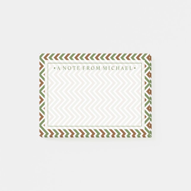 Your Text | Khaki Chevron Post-it Notes (Front)