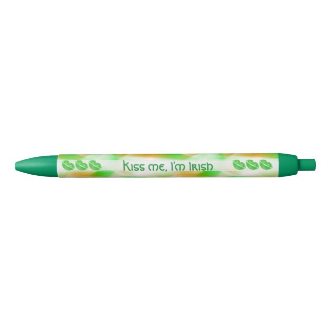 Your Text:  "Kiss me I'm Irish" Abstract Pattern Black Ink Pen (Front)