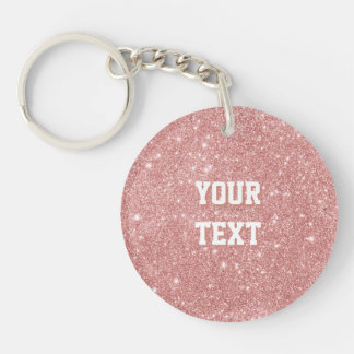YOUR TEXT Luxury Faux Glitter Rose Gold Key Ring