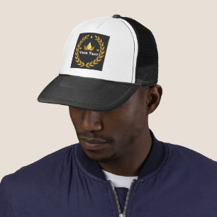 Your Text Name-Cap Type Create Own Crown Logo Trucker Hat
