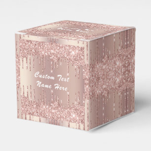 Your Text Name Wedding Favour Box Rose Gold Glitte