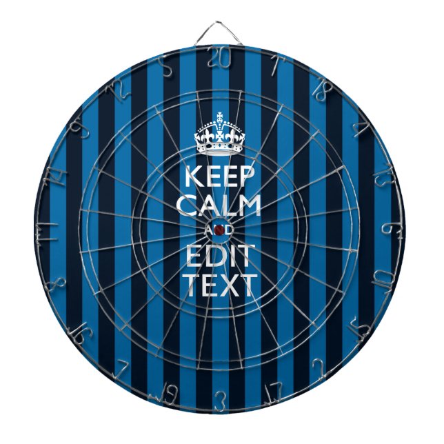 Your Text on Keep Calm Blue Stripes Style Dartboard (Front)