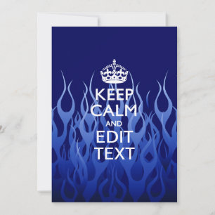 Your Text on Keep Calm on Blue Racing Flames