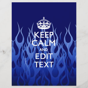 Your Text on Keep Calm on Blue Racing Flames Flyer