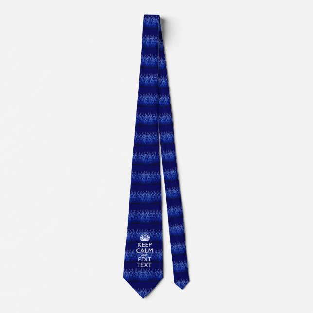 Your Text on Keep Calm on Blue Racing Flames Tie (Front)