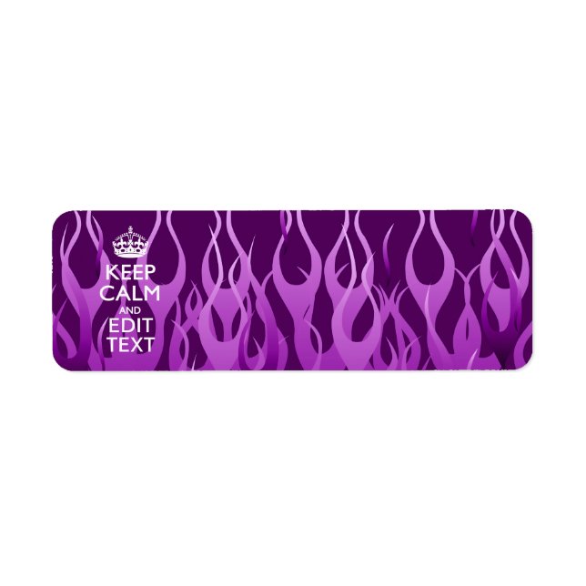 Your Text on Keep Calm on Purple Racing Flames (Front)
