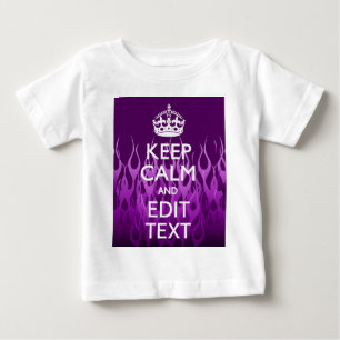 Your Text on Keep Calm on Purple Racing Flames Baby T-Shirt
