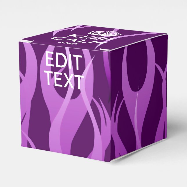 Your Text on Keep Calm on Purple Racing Flames Favour Box (Front Side)