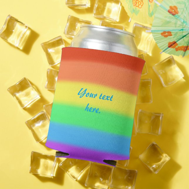 Your Text on Rainbow Blends Can Covers Can Cooler (In Situ Summer)